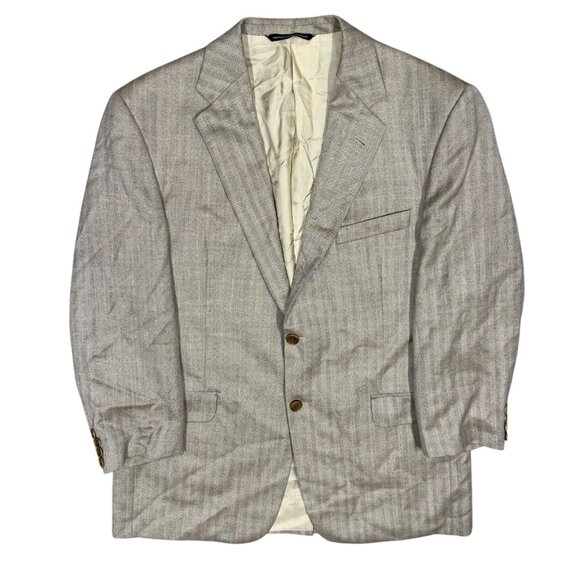 Coppley Wool Silk Blazer Herringbone Sportcoat Beige Bocelli 42R - Picture 1 of 8